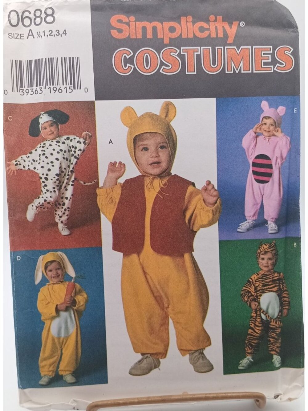 Simplicity 0688 Toddlers Animal Costumes Sewing Pattern Sizes 1/2-4 Flannel & Fl